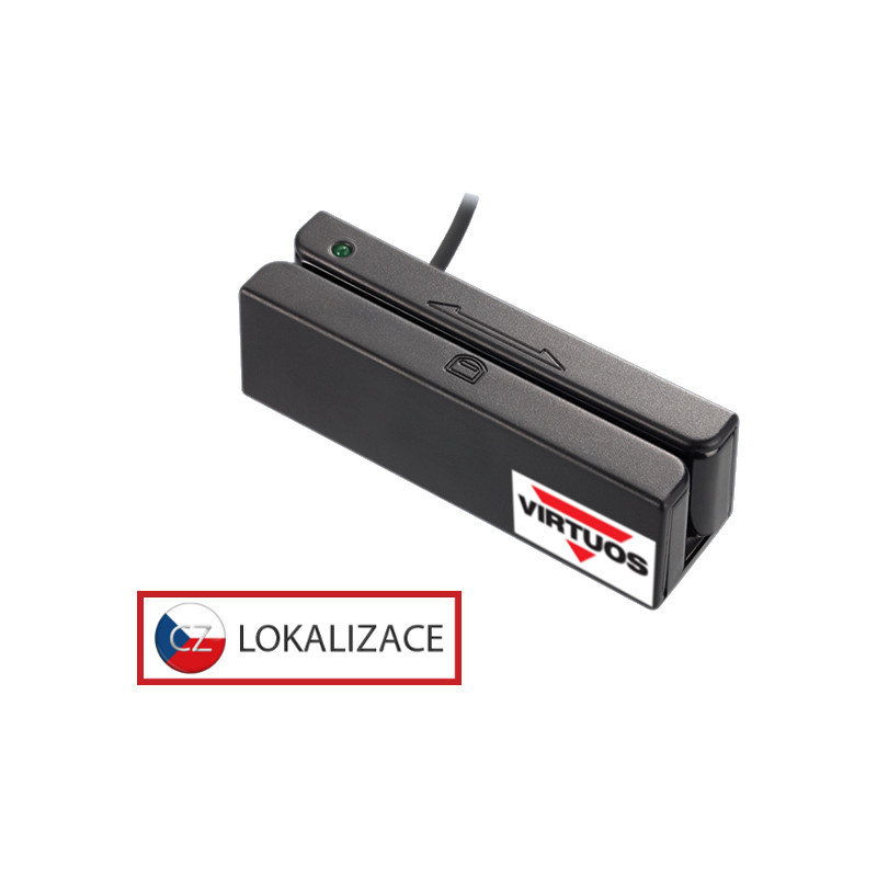 Trojstopová čítačka magnetických kariet MSR-100A, USB-COM, čierna