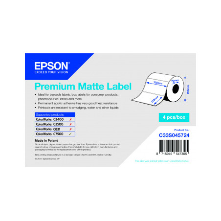 Premium Matte Label 102 x 152mm, 800 lab