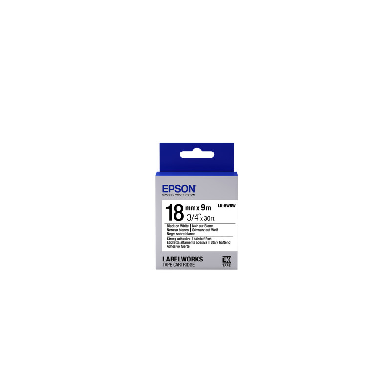 Epson Label Cartridge LK-5WBW, Black/White 18mm