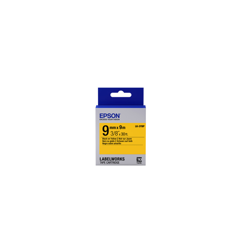 Epson Label Cartridge Pastel LK-3YBP Black/Yellow 9mm (9m)