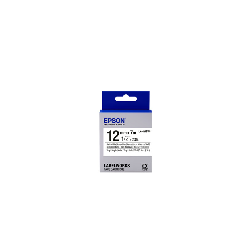 Epson Label Cartridge Vinyl LK-4WBVN Black/White 12mm (7 metrov)