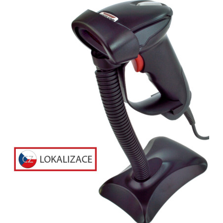 Laserová čítačka Virtuos HT-900A, USB (klávesnica/RS-232 emulácia), stojan, čierna