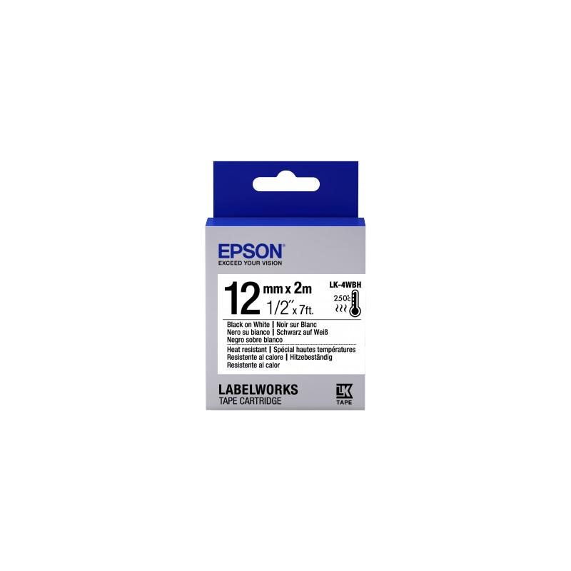 Epson Label Cartridge Heat Resistant LK-4WBH Black/White 12mm (2m)
