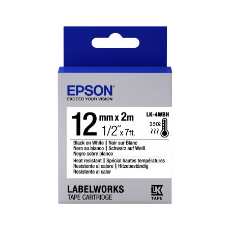 Epson Label Cartridge Heat Resistant LK-4WBH Black/White 12mm (2m)