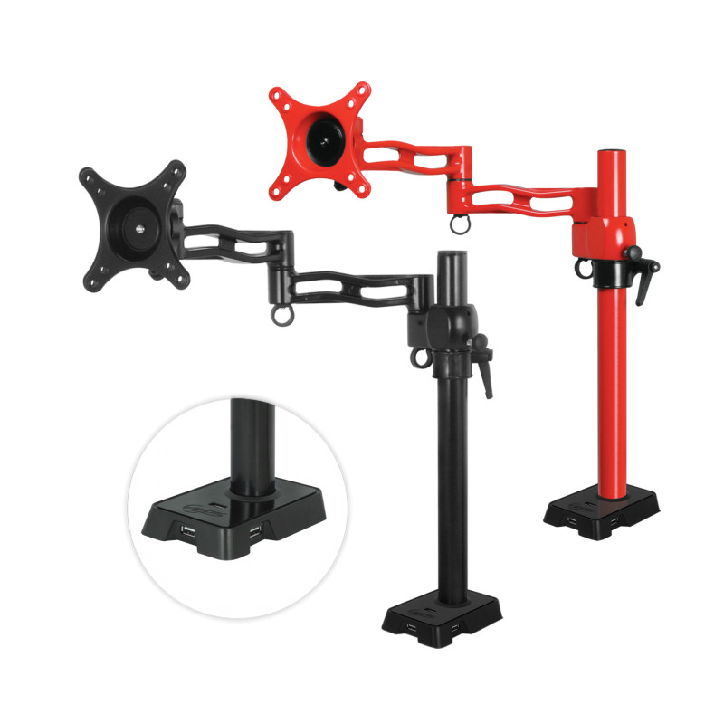 ARCTIC Z1 red - single monitor arm with USB Hub in