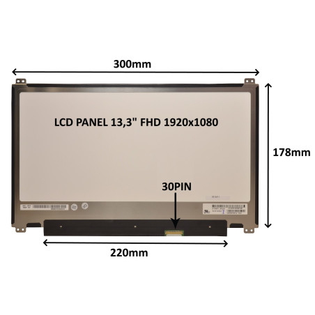 LCD PANEL 13,3'' FHD 1920x1080 30PIN MATNÝ / ÚCHYTY HORE A DOLE