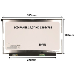 LCD PANEL 14,0'' HD 1366x768 30PIN MATNÝ / BEZ ÚCHYTOV