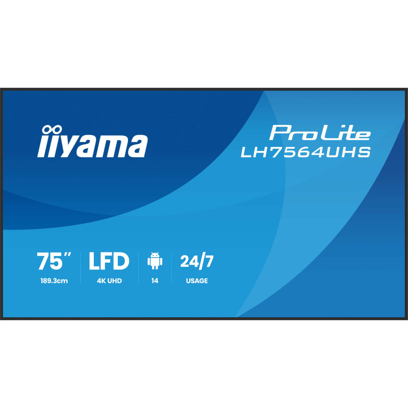 75'' iiyama LH7564UHS-B1AG:VA, 4K UHD,Android,24/7