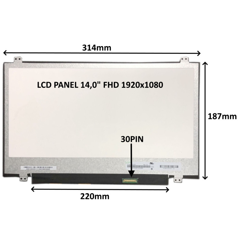 LCD PANEL 14,0'' FHD 1920x1080 30PIN MATNÝ / ÚCHYTY HORE A DOLE