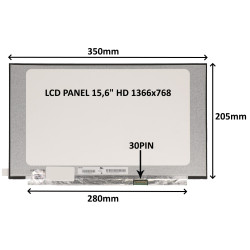 LCD PANEL 15,6'' HD 1366x768 30PIN MATNÝ / BEZ ÚCHYTOV