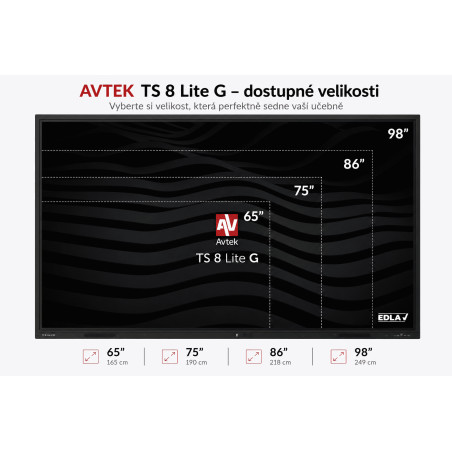 AVTEK TS 8 Lite G 65, interaktívny dotykový displej 65'', 4K, 8GB/128GB, EDLA, Android 14