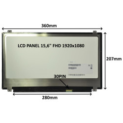 LCD PANEL 15,6'' FHD 1920x1080 30PIN LESKLÝ IPS / ÚCHYTY HORE A DOLE