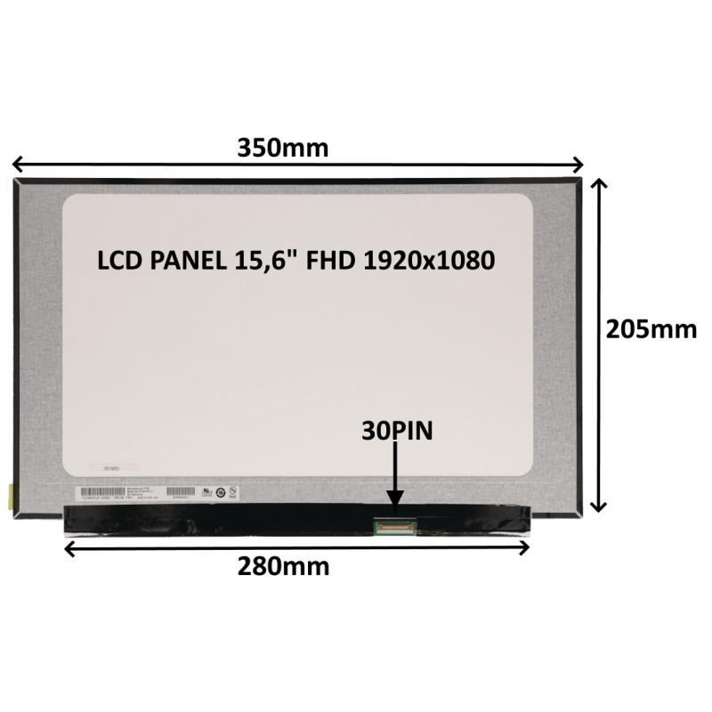 LCD PANEL 15,6'' FHD 1920x1080 30PIN MATNÝ IPS / BEZ ÚCHYTOV