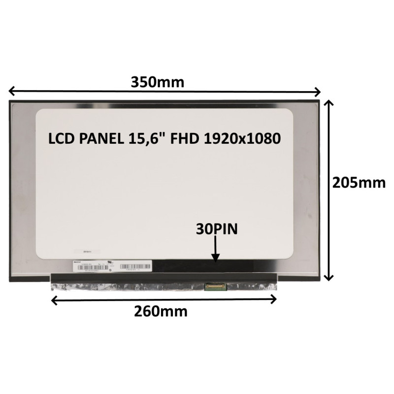 LCD PANEL 15,6'' FHD 1920x1080 30PIN MATNÝ IPS / BEZ ÚCHYTOV