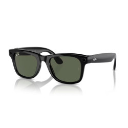 Meta Ray-Ban Gen1 Wayfarer, Shiny Black, G15 Green LARGE