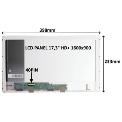 LCD PANEL 17,3'' HD+ 1600x900 40PIN MATNÝ / SKRUTKOVANIE Z BOKOV