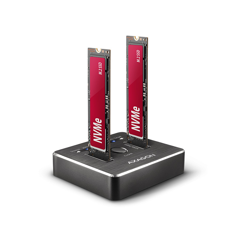 AXAGON ADSA-M2C, USB-C 10Gbps dokovacia stanica pre 2× M.2 NVMe SSD s funkciou klonovania