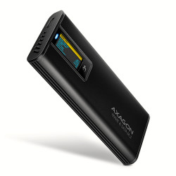 AXAGON EEM2-SD2B, USB-C 10Gbps externý box s displejom pre M.2 NVMe/SATA SSD, bezskrutkový, čierny
