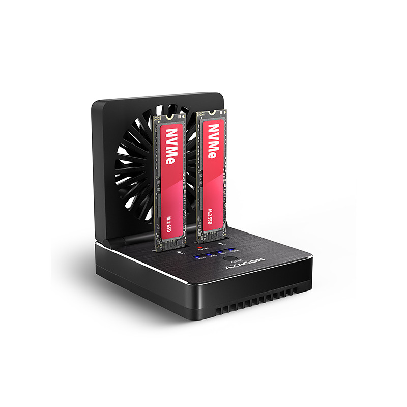 AXAGON ADSA-M2C22, USB-C 20Gbps dokovacia stanica pre 2× M.2 NVMe/SATA SSD s funkciou klonovania