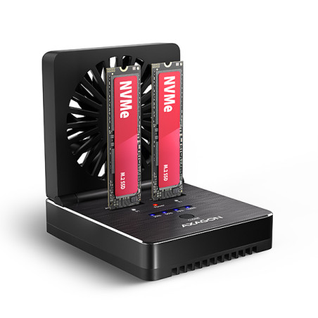 AXAGON ADSA-M2C22, USB-C 20Gbps dokovacia stanica pre 2× M.2 NVMe/SATA SSD s funkciou klonovania