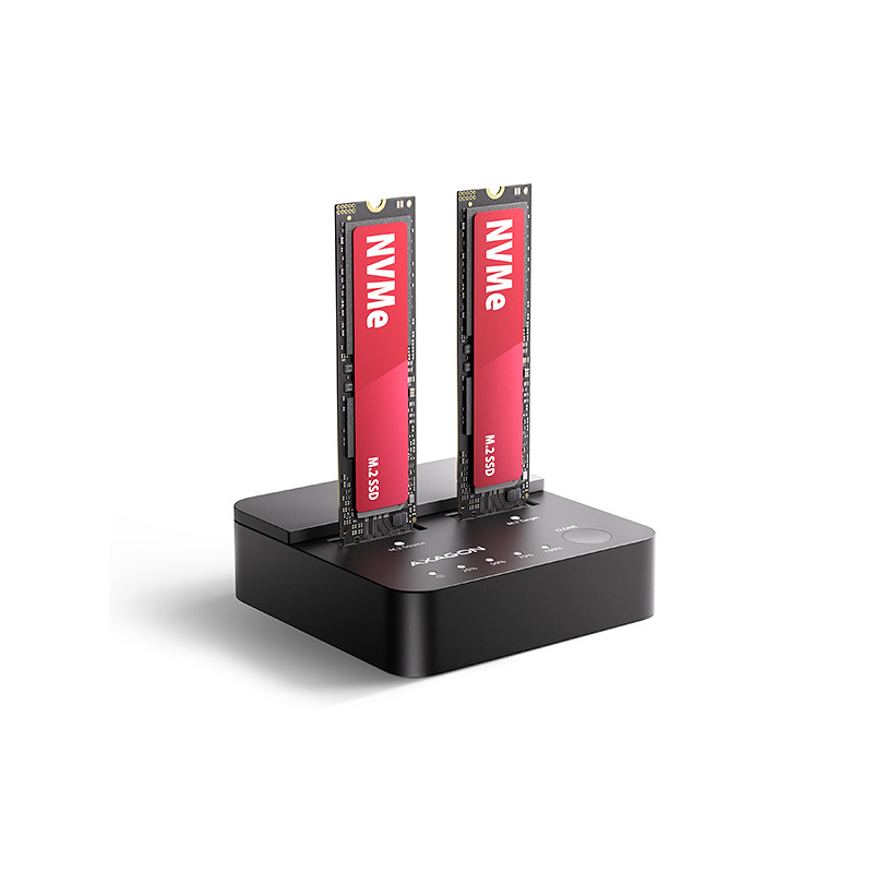 AXAGON ADSA-M2C22L, USB-C 20Gbps dokovacia stanica pre 2× M.2 NVMe SSD s funkciou klonovania