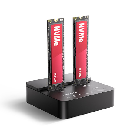 AXAGON ADSA-M2C22L, USB-C 20Gbps dokovacia stanica pre 2× M.2 NVMe SSD s funkciou klonovania