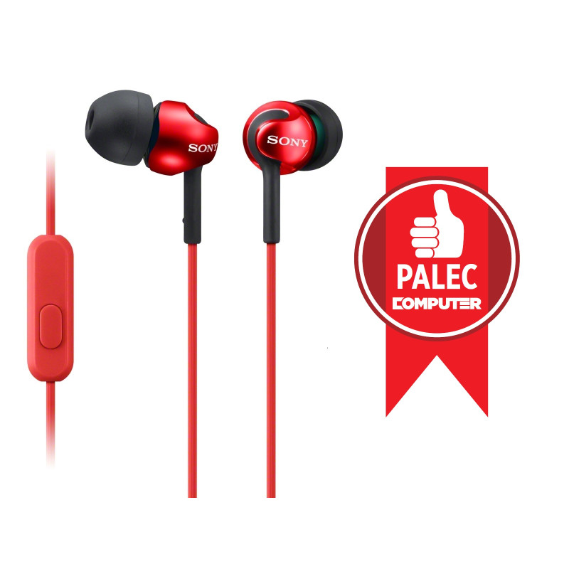 SONY slúchadlá MDR-EX110AP, handsfree, červené