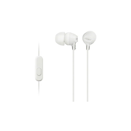 SONY slúchadlá MDR-EX15AP, handsfree, biele