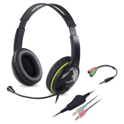 Slúchadlá s mik. GENIUS HS-400A green + redukcia