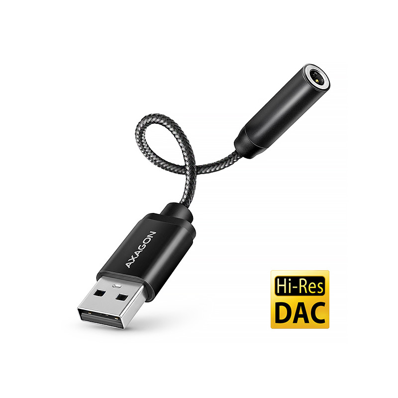 AXAGON ADA-HA, USB-A na 3.5mm jack Hi-Res DAC audio adaptér, 384kHz/32bit, stereo