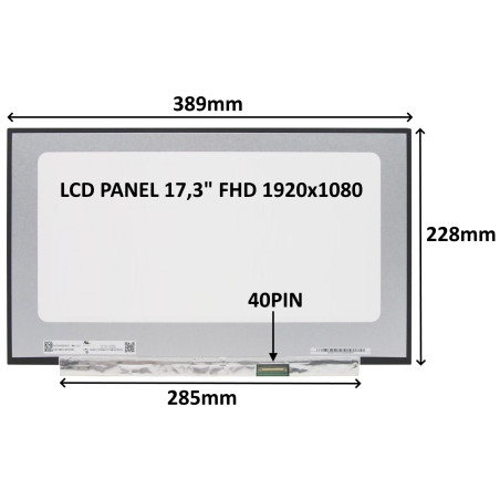 LCD PANEL 17,3'' FHD 1920x1080 40PIN MATNÝ IPS 144HZ / BEZ ÚCHYTOV
