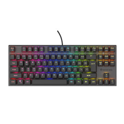 Genesis herná mechanická klávesnica THOR 303/TKL/RGB/Outemu Peach Silent/Drôtová USB/US layout/Čierna