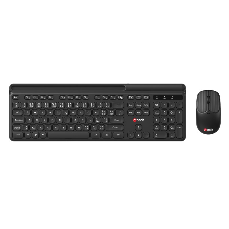 Klávesnica C-TECH Quallis WLKMC-05, bezdrôtový combo set s myšou, čierny, USB, CZ/SK