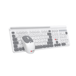 Klávesnica C-TECH Quallis WLKMC-05, bezdrôtový combo set s myšou, biela, USB, CZ/SK