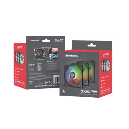 Ventilátor Genesis OXAL 120 ARGB, 3-Pack, čierny