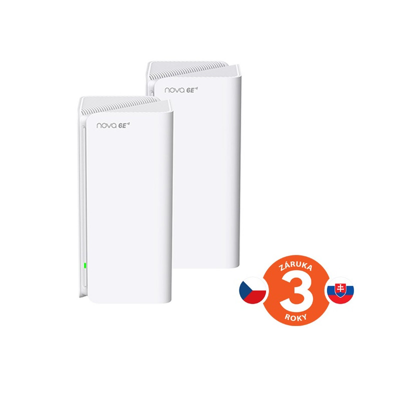 Tenda Nova MX21 Pro (2-pack) WiFi6E AXE5700 Mesh Gigabit systém, 6x GLAN/GWAN, WPA3, VPN, CZ app