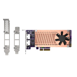 QNAP QM2 series, 2 x PCIe 2280 M.2 SSD slots, PCIe Gen3 x 4, 2 x Intel I225LM 2.5GbE NBASE-T port