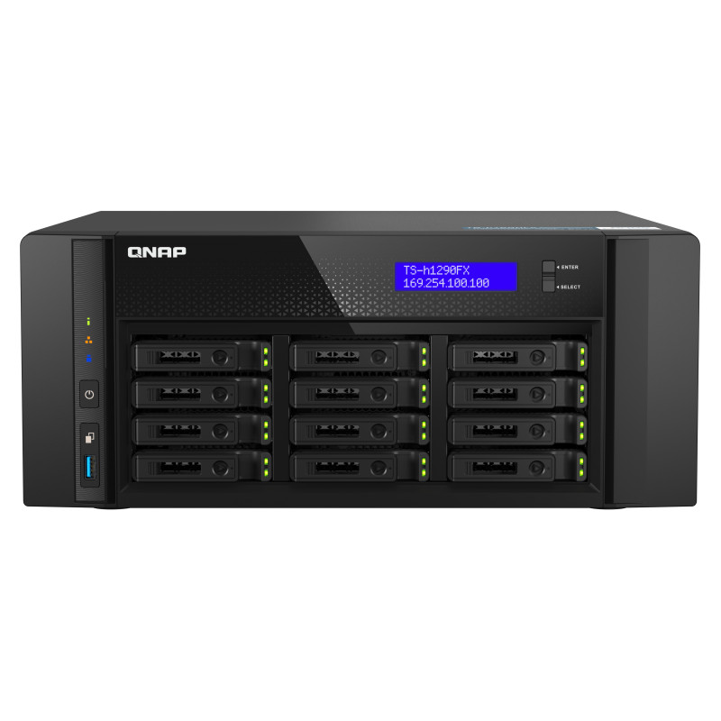 QNAP TS-h1290FX-7232P-64G (AMD EPYC, 64GB ECC RAM, 12x 2,5'' U.2, 2x M.2 NVMe, 2x 2,5GbE, 2x 25GbE)
