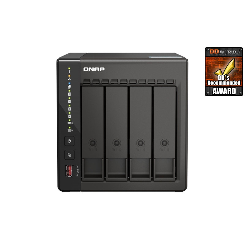 QNAP TS-453E-8G (4core 2,6GHz, 8GB RAM, 4x SATA, 2x M.2 NVM slot, 2x HDMI 4K, 2x 2,5GbE, 4x USB)