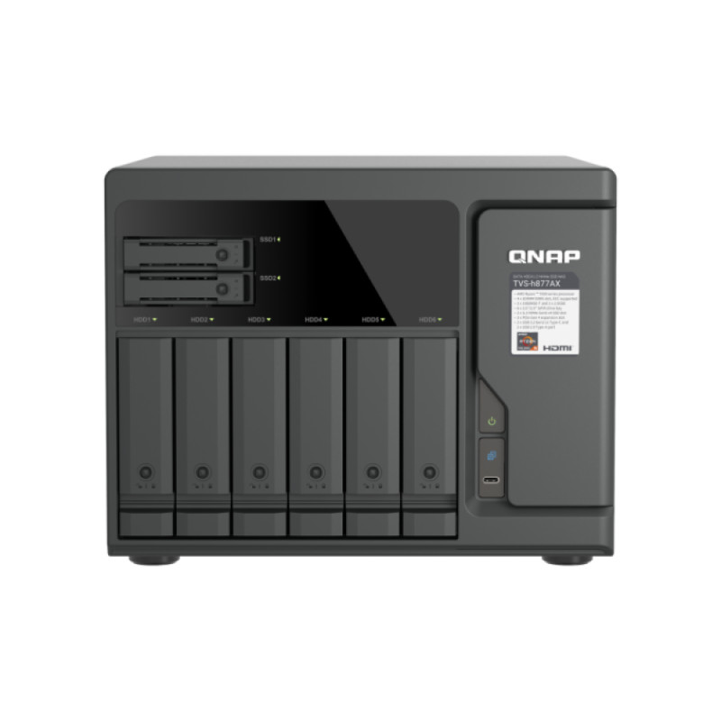 QNAP TVS-h877AX-R5-16G (AMD Ryzen 5, 16GB DDR5 RAM, 6x 3,5'' + 4x 2,5'', 3x PCIe, 2x 2,5GbE, 2x 10GbE)