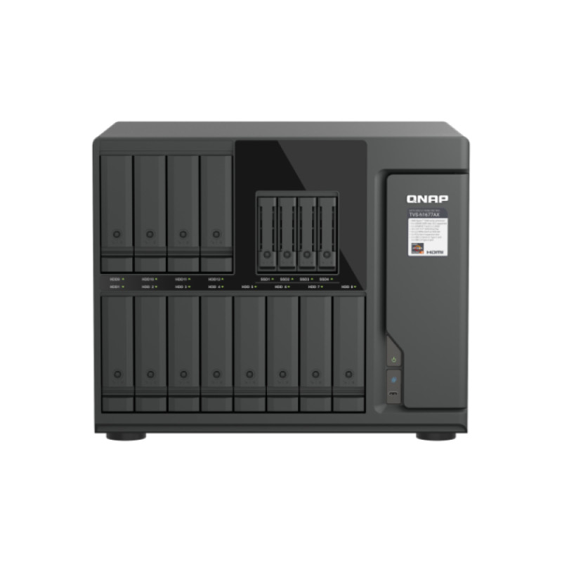 QNAP TVS-h1677AX-R5-16G (AMD Ryzen 5, ZFS, 16GB DDR5 RAM, 12x 3,5'' + 4x 2,5'', 2x 2,5GbE, 2x 10GbE)