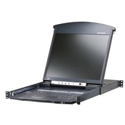 Aten 8-port Cat.5 KVM, dual rail rack, 19'' LCD, IP