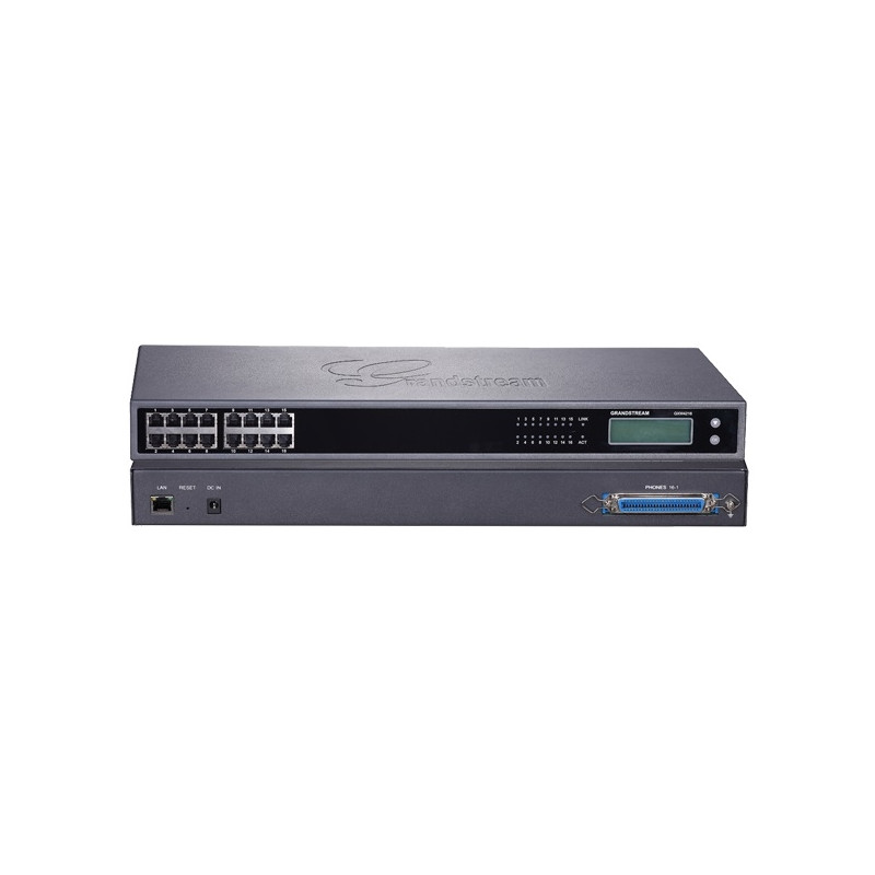 Grandstream GXW4216 V2, VoIP, SIP, 16x FXS, 1x Gbit LAN, grafický displej, RJ21, rack