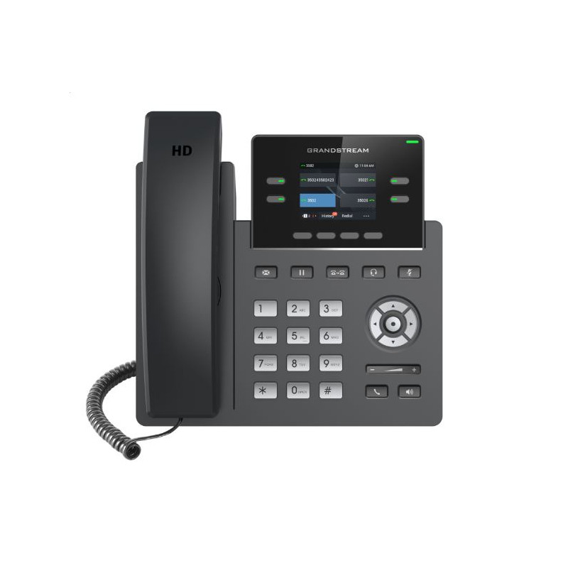 Grandstream GRP2612, 2.4'' TFT bar. displej, 2 SIP účty, 4 prog. hr., 16 BLF hr., dual port 10/100 Mb