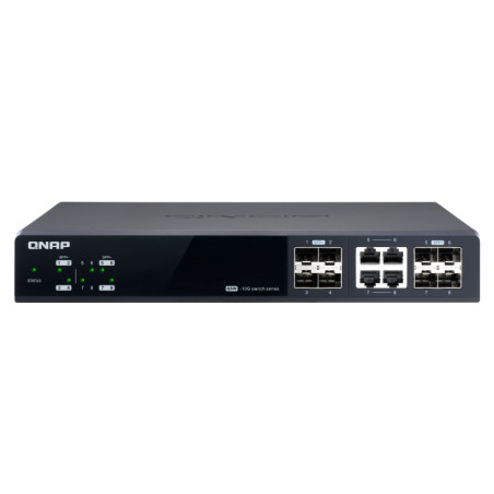 QNAP riadený switch QSW-M804-4C: 8x 10G port SFP+ (4x SFP+ a 4x kombinované SFP+ / RJ-45)