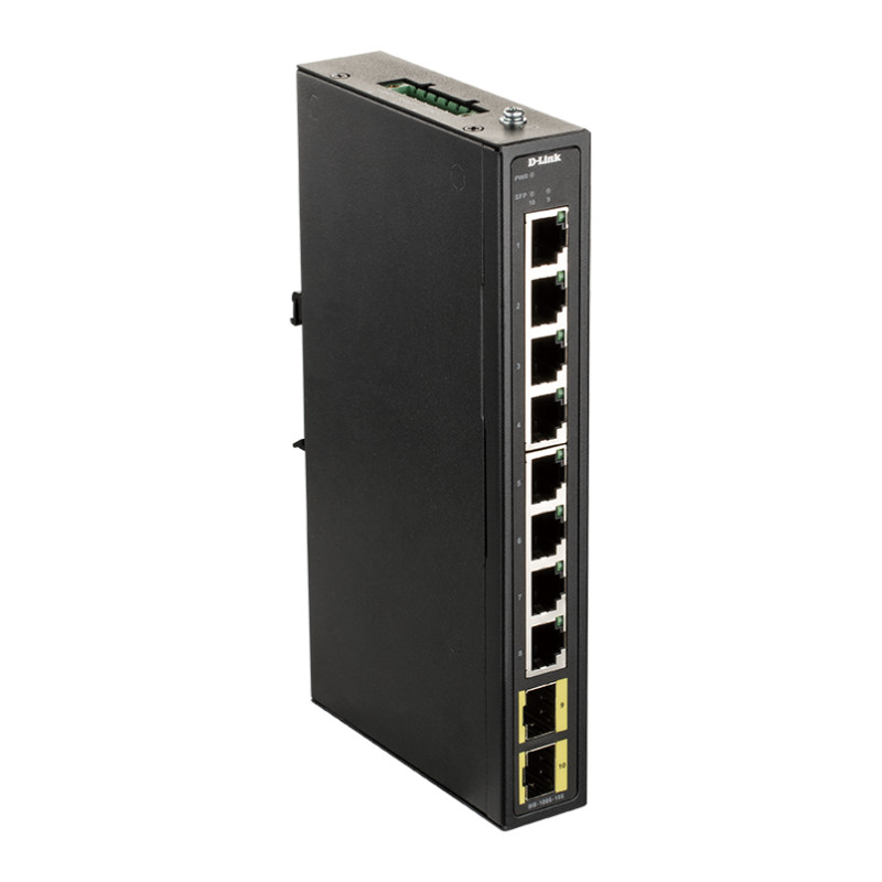 D-Link DIS-100G-10S Priemyselný Gigabit unmanaged switch, 8 GbE, 2 SFP