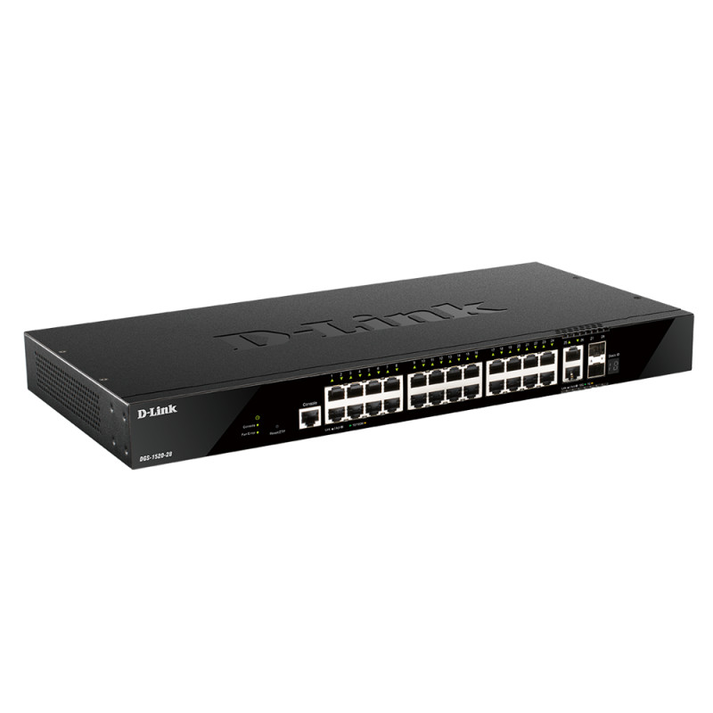 D-Link DGS-1520-28 24 portov GE + 2 10GE portov + 2 SFP+ Smart Managed Switch