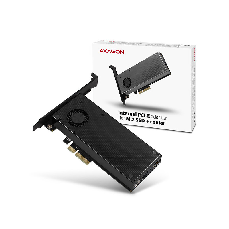 AXAGON PCEM2-DC, PCIe x4 - M.2 NVMe M-key + SATA B-key slot adaptér, chladič, vr. LP