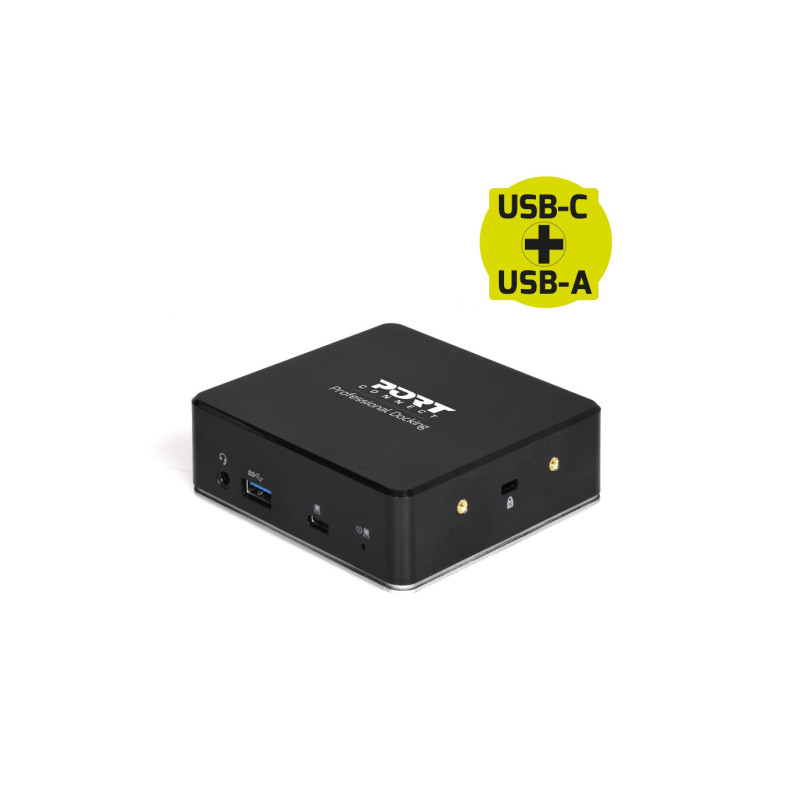 PORT CONNECT Dokovacia stanica 8v1 USB-C, USB-A, dual video, HDMI, Ethernet, audio, USB 3.0