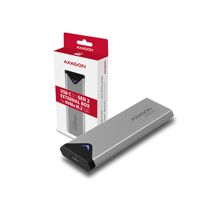 AXAGON EEM2-UG2, 10Gbps USB-C - M.2 NVMe SSD ARROW box, strieborný
